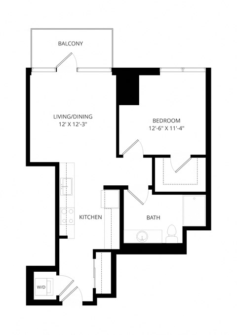 a floor plan of an open floor plan with a bedroom and a living room
